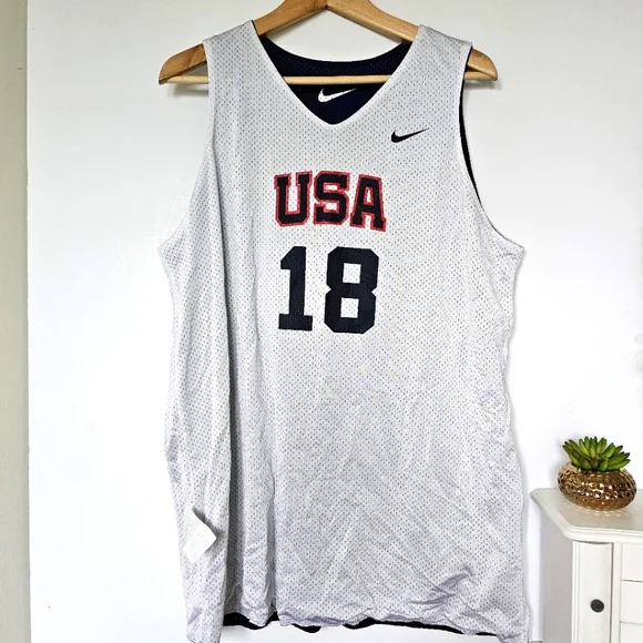 Vtg USA Basketball Reversible Team Issued Practice Jersey Nike XLT #18 Mesh Logo